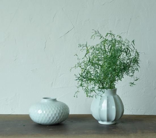 【限定品】白磁花器(亀甲)